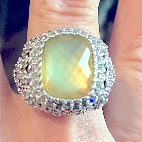 Judith Ripka gorgeous Smoky Quartz Diamonique Ring